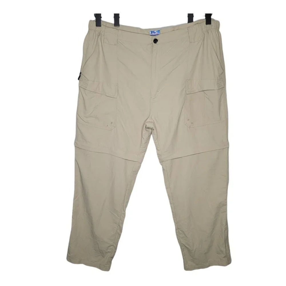 World Wide Sportsman Nylon Fishing Convertible Pants size 3X Cream Zip Off Legs